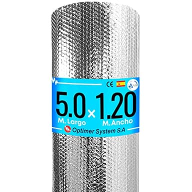 Optimer System - Isolamento Termico Riduce il Freddo e il Calore - Pannelli Riflettenti per Termosifoni Riduce la Perdita di Calore (5x1.20m)