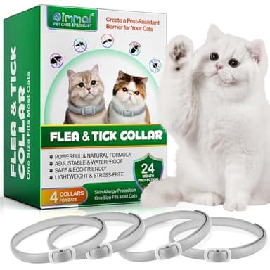Collare Antiparassitario per Gatti, 4 Pezzi Collares Antipulci Gatto Naturale, Impermeabile Collare Antipulci e Zecche per Gatti, 24 Mesi di Protezione per Tutti i Gatto-Grigio