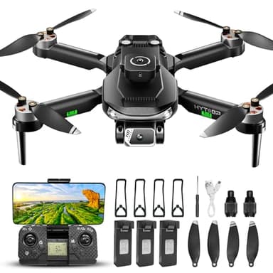 HYTOBP S165 MAX Drone con Telecamera Professionale 1080P, Quadricottero FPV Drone per Principiant con Trasmissione 5G, Regolabile a 90° Motorizzata, Meno di 249 g, 3 Batterie(Nero)