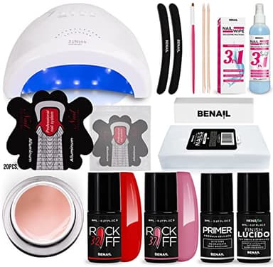 Kit ricostruzione unghie gel completo contenente Gel Costruttore per Unghie monofasico, Kit Ricostruzione Unghie Gel Ricostruzione Unghie autolivellante e resistente con nail form fino a 5 settimane