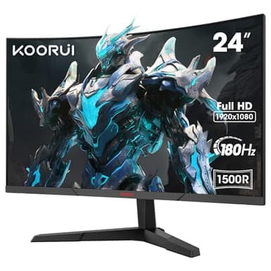 KOORUI Monitor Gaming 24 Pollici,1920×1080 (FHD), Monitor Curvo 180Hz, IPS, 1ms Tempo di risposta, Pannello ultra Sottile, Inclinazione Regolabile, Supporta HDMI2.0/DP1.2