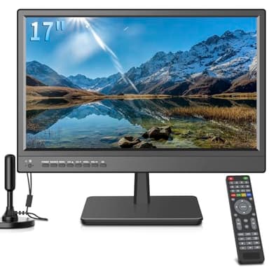 ZOSHING TV 17 pollici,piccola HD portatile con porta HDMI/USB e sintonizzatore Digitale integrato - DC/12V per camera da letto,Cucina,Camper - Telecomando incluso (nero)