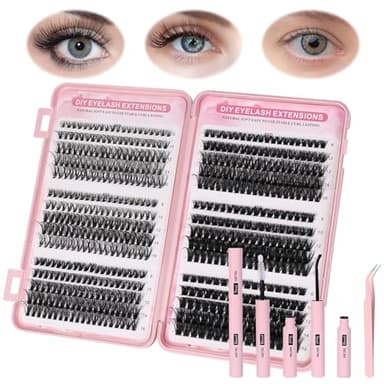 Aomig Kit di Extension per Ciglia, Lash Extension, 570 Pcs DIY Eyelash Extension Kit, Kit Estensione Ciglia per Principiante, Uso Personale e Domestico(8-16 mm)