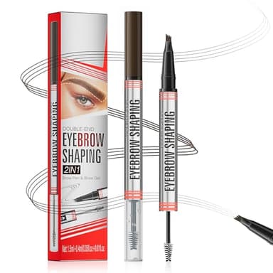 Matita per sopracciglia 2 in 1 per microblading, Penna per sopracciglia e gel sigillante, Impermeabile Eyebrow Pencil, Penna sopracciglia con Brow gel, durata 24 ore, Marrone scuro