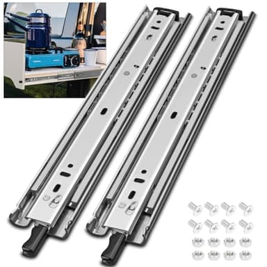 HLC Guide Per Cassetti Con Serratura，800mm Guide Cassetti Pesanti,Portante 45 kg， Sfere Di Metallo Guide Per Cassetti Estrazione Totale 1 Paio （2 pezzi）