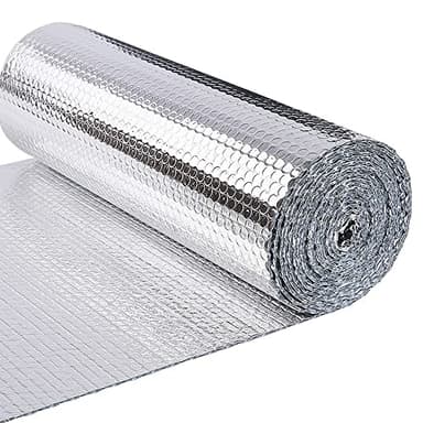 VOUNOT® Isolante Termico 60cm x 10m, Foglio Isolante Doppio Strato Alluminio Bolle, Pellicola Riflettente Rotolo Pannello Termoriflettente per Pareti dei Termosifoni, Porte, Finestre, Pavimenti, Tetti