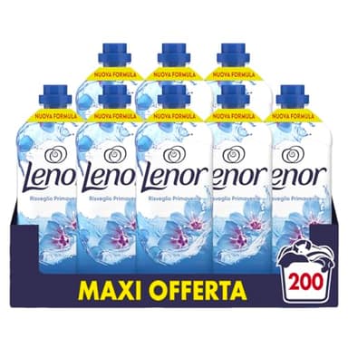 Lenor Ammorbidente Lavatrice Concentrato, 200 Lavaggi (8x25), Risveglio Primaverile, Freschezza Di Lunga Durata E Morbidezza Di Origine Vegetale, Lenzuola Profumate Fino A 1 Settimana (8x525ml)