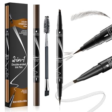 Matita Sopracciglia Microblading, Penna Eyeliner e sopracciglia 2 in 1, Matita Sopracciglia Waterproof, Marrone scuro Matita Per Sopracciglia A Doppia Estremità, Di lunga durata (Marrone scuro)