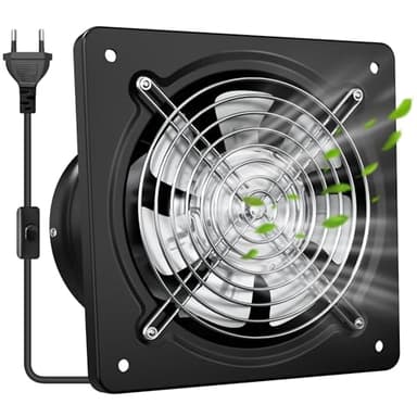 Yrichtra Potente Aspiratore Cappa Industriale per Cucina 250mm, Estrattore Aria 1680 m³/h, Ventola Aspirazione in Acciaio Inox per Fumi e Odori, Nero