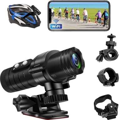 TANGMI Action Cam, WiFi Action Camera, 1080P HD & 120° Grandangolo Telecamera Moto con Livellamento Automatico Dell'orizzonte e Batteria Grande per 7 Ore