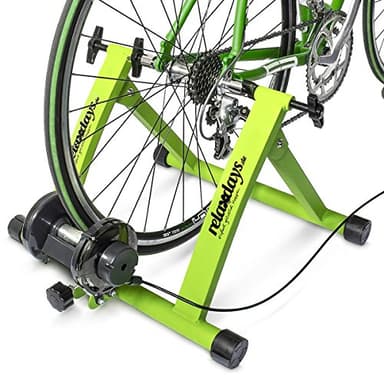 Relaxdays Rullo per Bicicletta, Ripiegabile, per Ruote da 26-28 Pollici, Interno, Fino a 120 kg, Antiscivolo, Verde