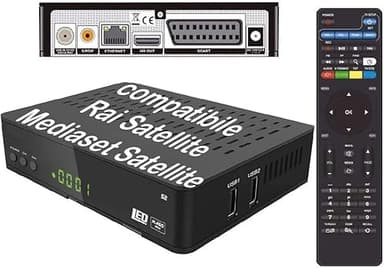 ANFEL S2 Decoder Satellitare Full HD Compatibile Con TV satellitare Rai Satellite e Tv Svizzera Italiana S2 DVB-S2 HEVC H265 MAIN 10,Telecomando Universale 2 in 1 per il ricevitore e la TV