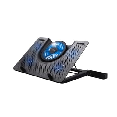 Trust Gaming GXT 1125 Quno Base di Raffreddamento per Laptop Gaming da 17.3, 5 Ventole Illuminate LED, Angolo Regolabile, Cooling Pad con Supporto per Telefono - Nero