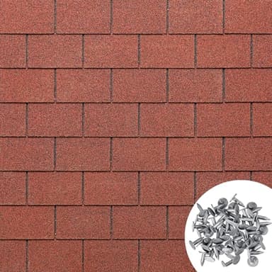 MASTERBRICO Tegole Canadesi per Tettoia Esterno 2,32 mq (16 Pz) – Tegola Canadese Bituminosa e Flessibile con Chiodi Inclusi – Facili da Installare, Resistenti a Intemperie e UV (A003)