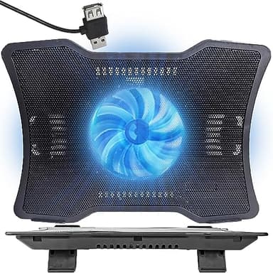 Retoo Base di Raffreddamento, PC portatile, Supporto ventilato per computer portatile di gioco, Per Laptop da Gaming, Forte ventole, Stabile e silenziosa, 2x USB, Luce LED Blu, Per PS4, PS5, Xbox One