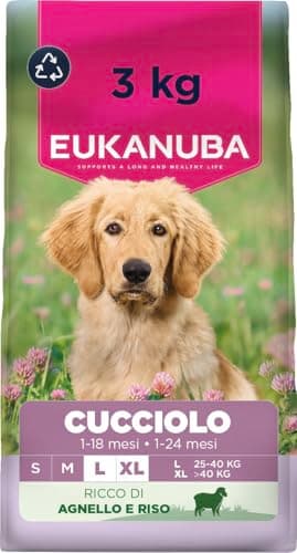 EUKANUBA Cibo secco per Cuccioli con agnello e riso per razze di taglia grande - Alimento secco premium per Cani giovani, 3 kg