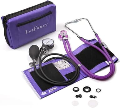LotFancy Sfigmomanometro Manuale con Stetoscopio Sfigmomanometro Aneroide Misuratore Pressione Manuale con Bracciale per Adulti (25.4-40.5cm) Stetoscopi e Misuratore Pressione Custodia Inclusa