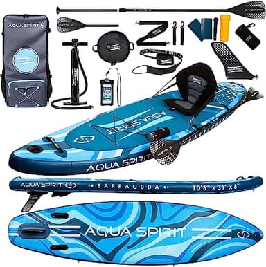 Aqua Spirit SUP Gonfiabile Adulti | Kayak Tavola SUP Gonfiabile con Kit Completo Convertibile da SUP a Kayak | Stand up Paddle Gonfiabile con Accessori, 320x79x15cm, Peso Massimo 150KG