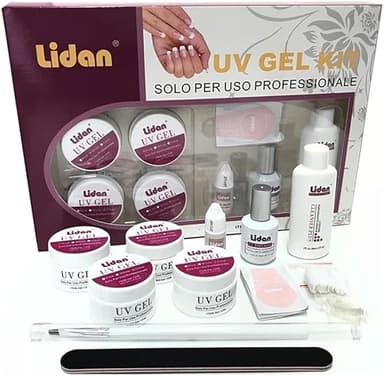 Kovalmax® Kit Professionale per Ricostruzione Unghie con Nail Art - 4 Gel UV (Bianco e Rosa), Limetta, Pennello e Tips Inclusi - Ideale per Manicure e Pedicure