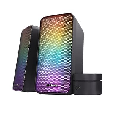 Trust Gaming GXT 611 Wezz 2.0 Casse PC Gaming con Illuminazione LED RGB, 12 W (6 W RMS), Alimentazione USB, 3.5 mm, Altoparlanti PC Stereo per Computer, Laptop, Portatile, Desktop, Giochi - Nero