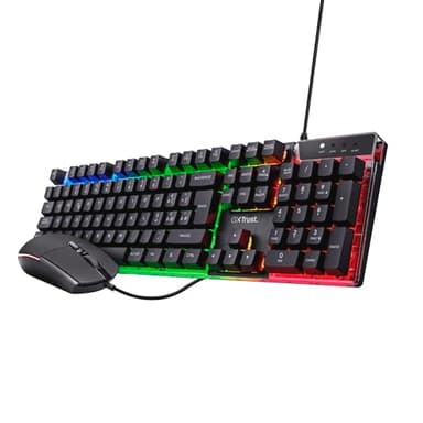 Trust Gaming GXT 838 Azor Mouse e Tastiera Gaming, Layout Italiano QWERTY, USB, Anti-ghosting, Tastiera Retroilluminata LED RGB, Mouse Gaming 800-3000 DPI - Nero