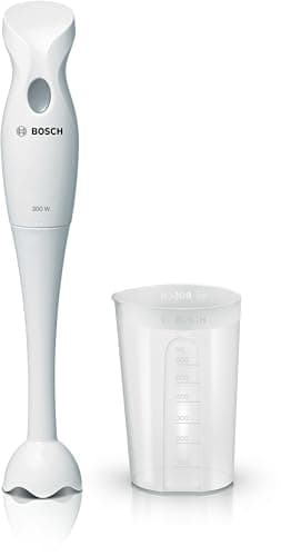 Bosch Frullatore a Immersione MSM6B150, 300W, Impugnatura ergonomica, Facile da usare, Lama Acciaio Inox, Piede frullatore Removibile Lavabile in Lavastoviglie, Bicchiere graduato Incluso, Bianco