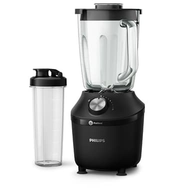 Philips Serie 3000 Frullatore – Bicchiere in Vetro Resistente da 2L, Tecnologia ProBlend, Funzione Pulse, Lame in Acciaio Inox, Sensore MTP, Piedini Antivibrazione, App NutriU Ricette (HR2291/41)