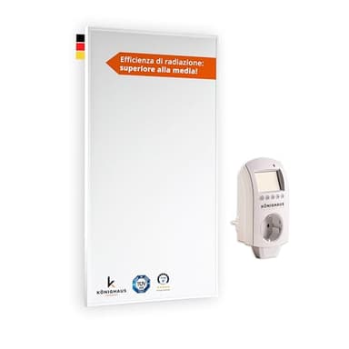 Riscaldatore a infrarossi Könighaus - 1000 watt - Eco-Modello ✓ Doppia protezione anti-surriscaldamento ✓ Temperatura di esercizio in 2-4 min ✓ Montaggio a parete ✓ Termostato