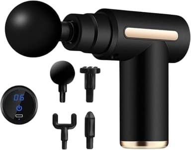 SQUADO Pistola Massaggio Elettrico, Massaggiatore Muscolare Ricaricabile, 4 Testine di Massaggio, Massage Gun con 6 Velocità