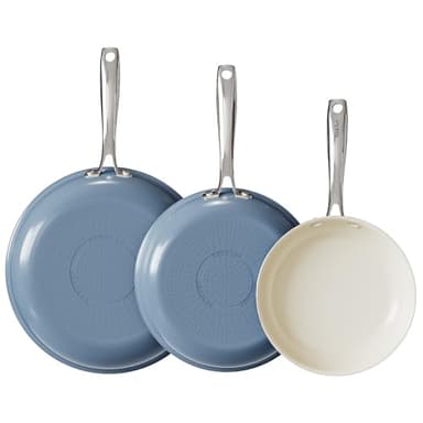 Redchef Set 3 Padelle Ceramica Antiaderente: 20/24/28 cm, Alluminio con Rivestimento Antiaderente, Adatta per Induzione e Tutti i Piani Cottura, Senza PTFE/PFAS/PFOA, Adatta al Forno, Blu