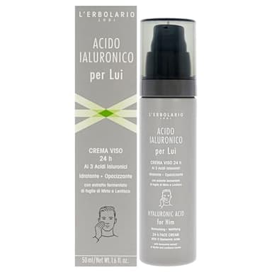 Crema viso idratante e opacizzante all'Acido Ialuronico di L'Erbolario per Uomo - 45 g