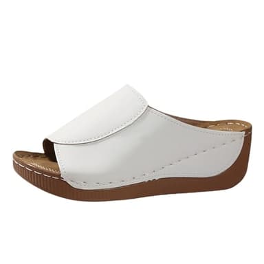 SRTUMEY Sandali ortopedici da donna, con supporto per arco plantare, ampia vestibilità, sandali estivi da donna per fascite plantare, bianco, 40 EU