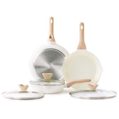 Kordisen Set di Padelle in Ceramica a Induzione 24/28/32 cm, Set di Padelle Antiaderenti con Coperchio, Sane e Atossiche, Senza PFOA e PFAS