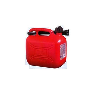 Tanica carburante 10L omologata U.N. in PVC rosso con fondo rinforzato e striscia trasparente graduata per controllo livello