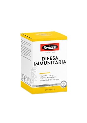 SWISSE Difesa Immunitaria - Integratore Difese Immunitarie con Vitamina C Magnesio Zinco ed Echinacea, Integratori Stanchezza e Affaticamento, Formulazione Multinutriente, 60 Compresse, Made in Italy