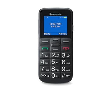Panasonic KX-TU110 sbloccato, 0GB, Cellulare Facilitato, Ampio Display a Colori, Dual SIM, Chiamate Prioritarie a Mani Libere, Resistente agli Urti, Batteria a Lunga Durata, Nero