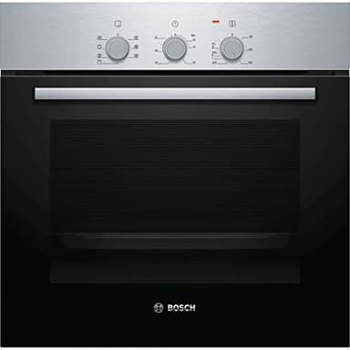 Bosch HBF011BR0 Serie 2, Forno da incasso, Aria Calda 3D: Cottura uniforme fino a 3 livelli, 3 manopole, Acciaio, Configurazione: A, 60 x 60 cm