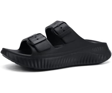 KuaiLu Sandali da donna per il recupero, comodi ortopedici regolabili per la fascite plantare, Sandalo estivi con supporto per l'arco plantare, antiscivolo in spiaggia traspiranti Nero Solido 39