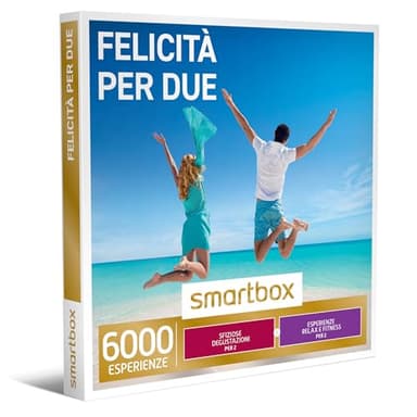 smartbox - Cofanetto Regalo Felicità per Due - Idea Regalo per la Coppia - Una degustazione o Una Pausa Relax o un'attività Fitness per 2 Persone