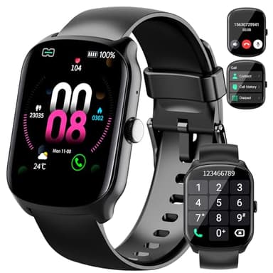 Smartwatch Uomo Donna, 1.95 schermo curvo Orologio watch Chiamate Bluetooth, 110+ Modalità Sportive Fitness watch, Contapassi Sonno Cardiofrequenzimetro, IP68 Smart watch per iOS/Android, Nero