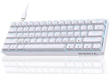 Dierya Tastiera da Gaming Meccanica al 60% con Interruttori Lineari,DK61se Keyboard Gioco Retroilluminazione Blu Ghiaccio,Type-C Mini Compact 61 Tasti Anti-Ghosting(Layout US,QWERTY) Bianco