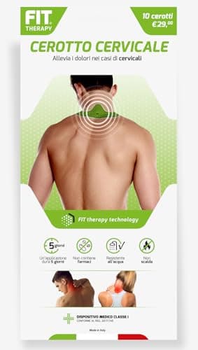 FIT Therapy – Cerotti Antidolorifici e Antinfiammatori Cervicale - Per Dolore Collo, Cervicalgia, mal di Schiena, colpo di frusta – NON SCALDA, Impermeabile, Senza farmaci, Dura 5 giorni (10 cerotti)