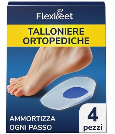 FLEXIFEET Talloniera in Silicone 4pz - Plantari per Tallonite, Talloniera per Tendinite D’Achille, Talloniere, Plantare, Solette, Gel, Soletta, Tallone