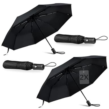 2 X ombrello pieghevole I apertura e chiusura automatica I resistente al vento, impermeabile e compatto I ombrello da viaggio leggero con manico antiscivolo I perfetto per uomo e donna I Drytogo