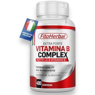 Vitamina B Complex 400 Mini Compresse ALTO DOSAGGIO Integratore Vitamine B1 B2 B3 B5 B6 Biotina B12 e Acido Folico Integratori Stanchezza Sistema Immunitario Memoria Capelli Occhi Pelle