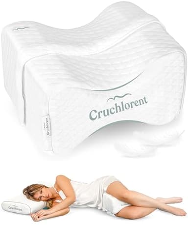 Cruchlorent Lunar Grid - Cuscino Per Gambe Ortopedico In Memory Foam - Calibrato Per Dormire Sul Fianco Con Supporto Fino a 95 Kg. Combatte i Dolori Lombari, alle Anche, Ginocchia e Nervo Sciatico.