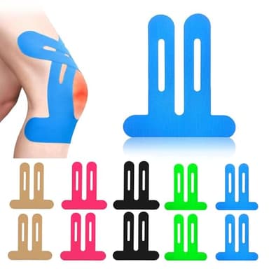 LUOJINYI PreCut Kinesiotapes - Nastro kinesiotapes pretagliato al ginocchio, delicato sulla pelle con un comfort perfetto, impermeabile ed elastico, per dolori al ginocchio (diversi colori)