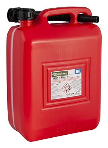 VERDELOOK Tanica in plastica Rossa per Carburante con Boccaglio, Capienza 10 Litri