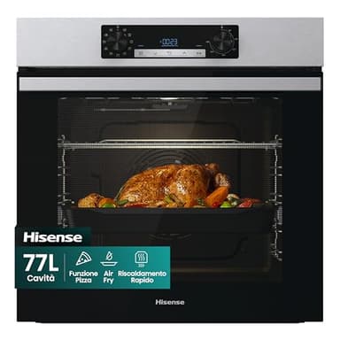 Hisense BI62216AX, Forno Multifunzione ventilato, Cavità XXL 77L, Pulizia Acqua Clean, 11 funzioni di cottura, Funzione pizza 300°C, Display Led, Comandi Touch, Preriscaldamento Rapido