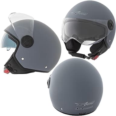 A-Pro Casco Jet Moto Aperto Visiera Scooter Antigraffio Parasole ECE 22-06 Grigio Opaco L